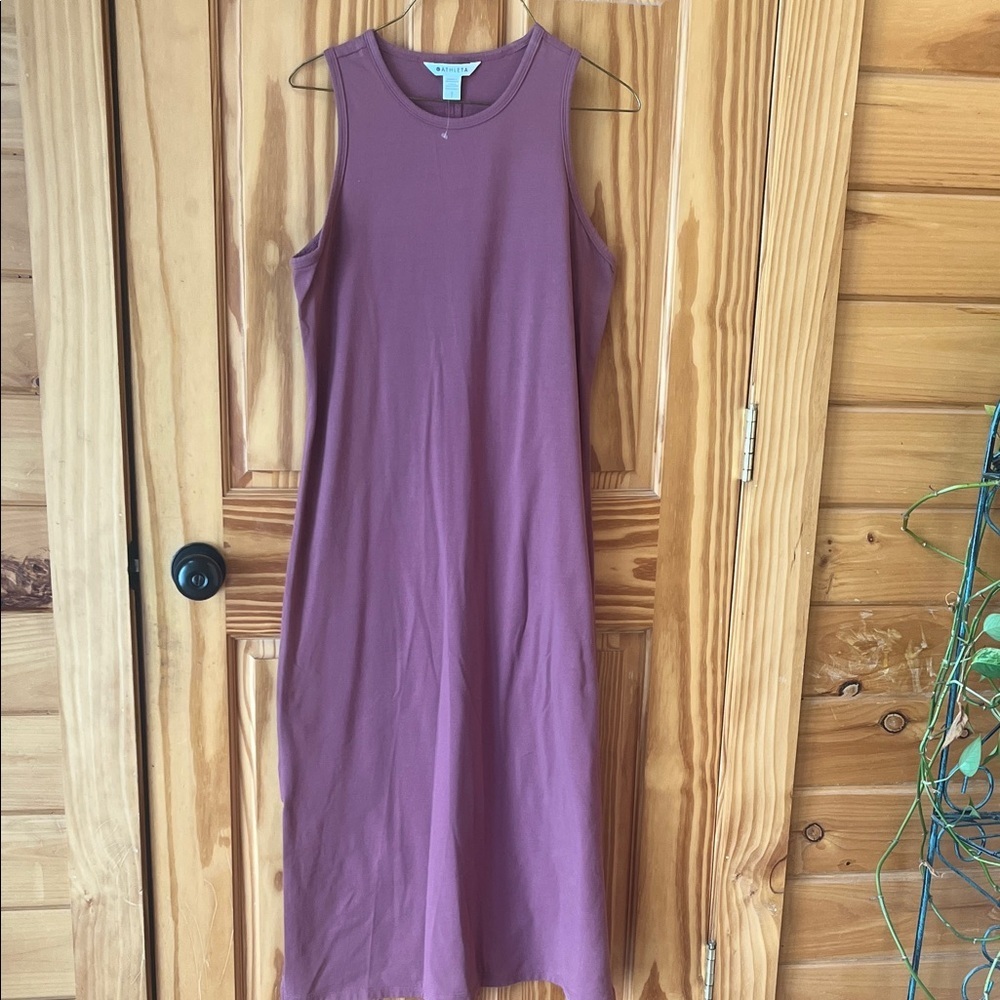 Athleta Essentials Mauve Sleeveless Purple Midi Dress - Picture 2 of 7